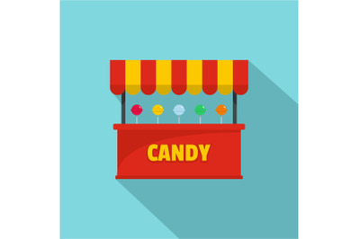 Candy selling icon, flat style.