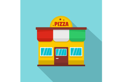 Pizza shop icon, flat style.