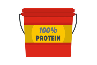 Protein bucket icon, flat style.