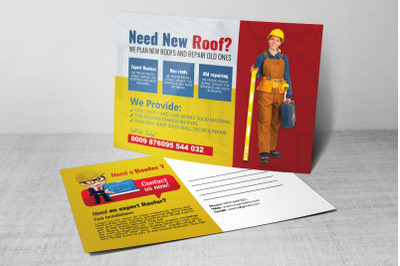 Roof Repair Service Postcard Template