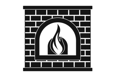 Retro fireplace icon, simple style