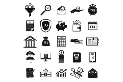 Taxes icons set, simple style