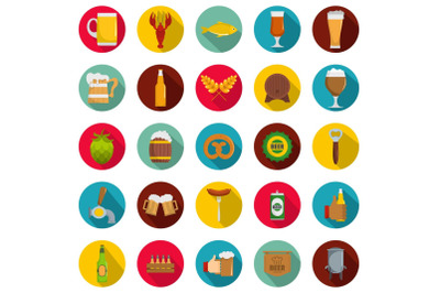 Beer icons set, flat style