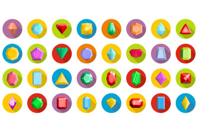 Jewel icons set, flat style