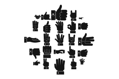 Gesture icons set, simple style