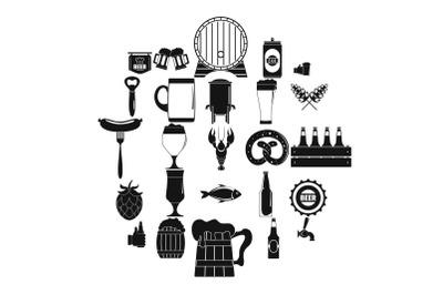 Beer icons set, simple style