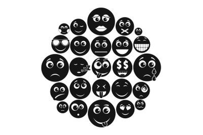 Smile icon set, simple style