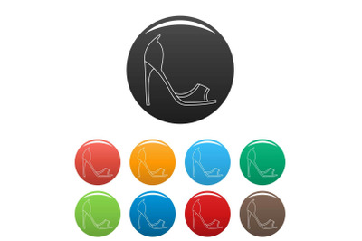 Woman shoes icons color set