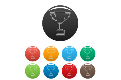 Cup award icons color set