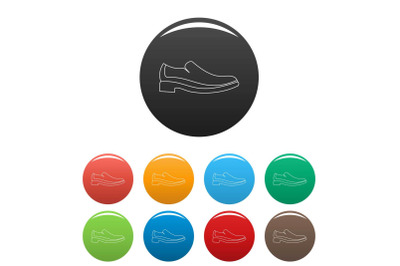 Men shoe icons color set