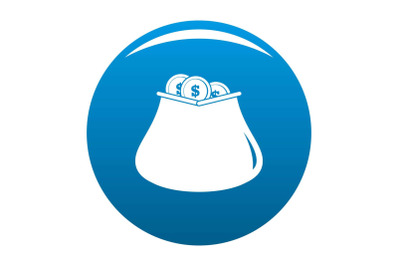 Purse money icon blue vector