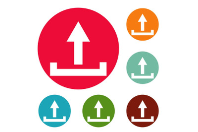 Upload icons circle set vector