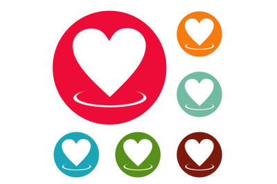 Heart icons circle set vector