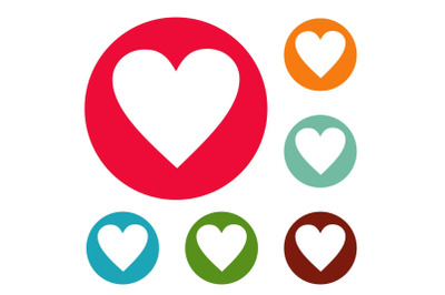 Red heart icons circle set vector