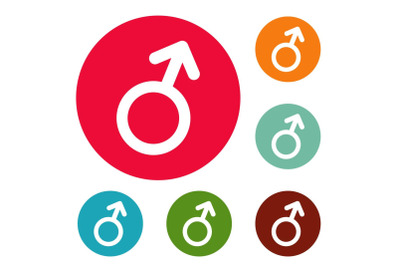 Male gender symbol icons circle set vector