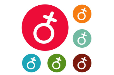 Female gender symbol icons circle set vector