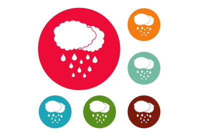 Cloud rain icons circle set vector