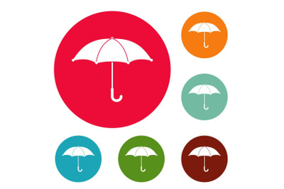 Umbrella icons circle set vector