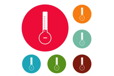 Thermometer cold icons circle set vector