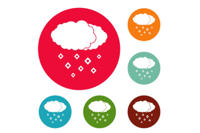 Snow cloud icons circle set vector