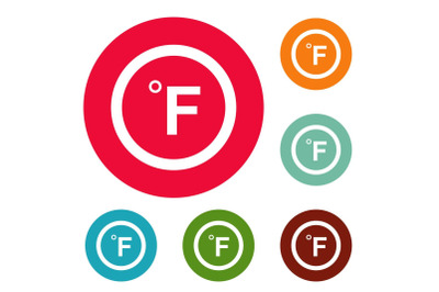 Fahrenheit icons circle set vector