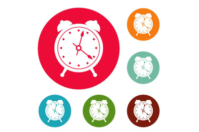 Alarm clock icons circle set vector