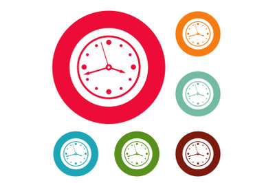 Clock design icons circle set vector