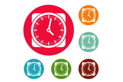 Clock retro icons circle set vector