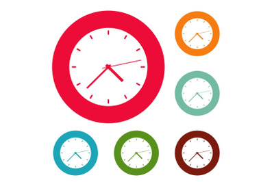 Clock modern icons circle set vector