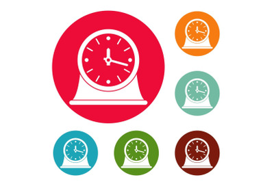 Clock vintage icons circle set vector