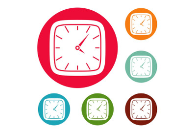 Clock wall icons circle set vector