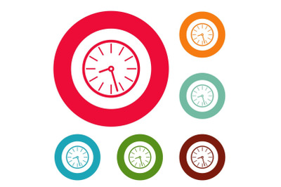 Clock business icons circle set vector