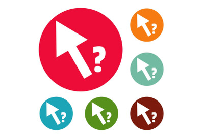 Cursor question icons circle set vector