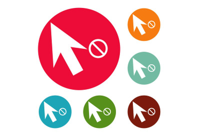 Cursor stop icons circle set vector