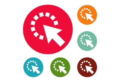 Cursor pixel icons circle set vector