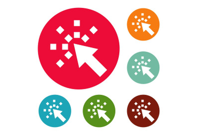 Cursor internet icons circle set vector