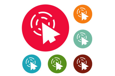 Cursor app icons circle set vector