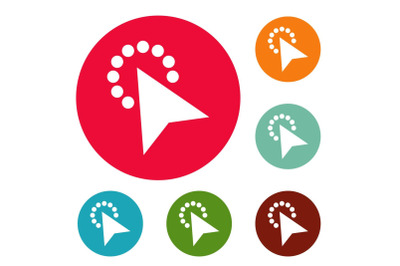 Cursor modern click icons circle set vector