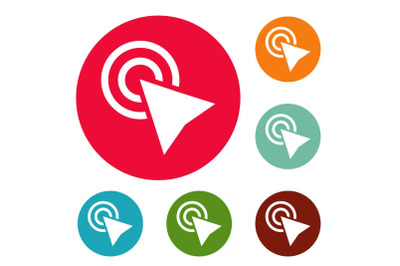 Cursor click element icons circle set vector