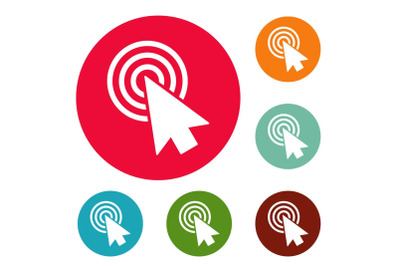 Cursor design element icons circle set vector