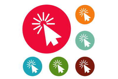 Cursor interface element icons circle set vector