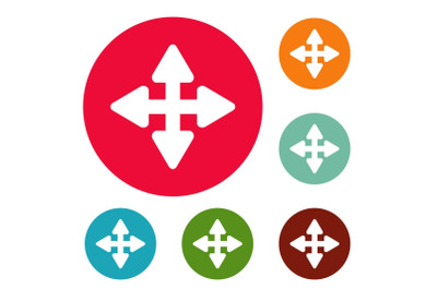 Cursor displacement element icons circle set vector