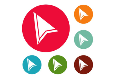 Cursor mouse element icons circle set vector