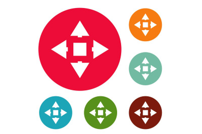 Cursor displacement icons circle set vector