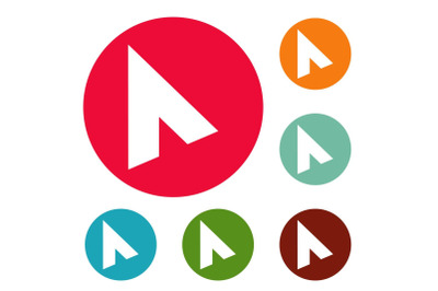 Cursor modern element icons circle set vector