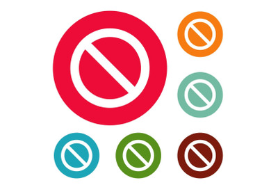 Cursor stop element icons circle set vector