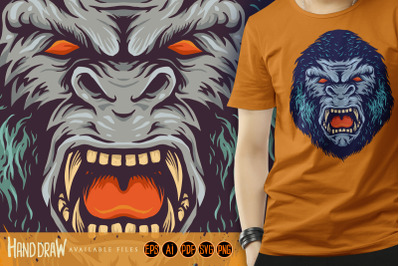 Angry Gorilla Head King kong Roar Sublimation