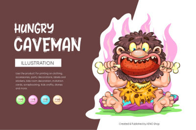 Cartoon Hungry Caveman