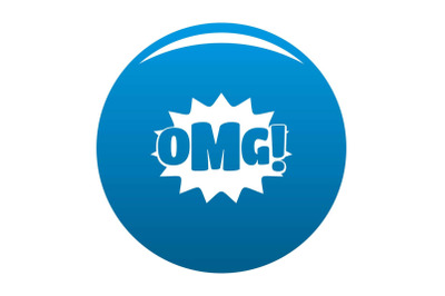 Comic boom omg icon blue vector