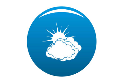 Blue cloudy sun icon blue vector